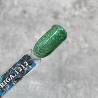 Гель-лак INTRIGA №1212 приглушенно-зеленый с зеленой блесткой 10г