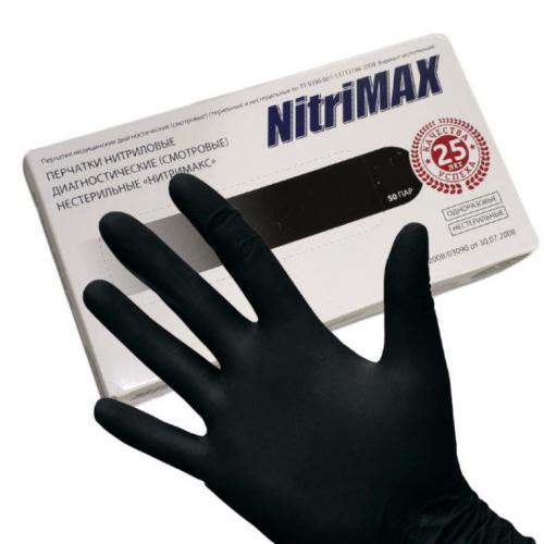 Перчатки нитриловые NitriMAX  черные M 100шт