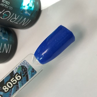Гель-лак INTRIGA №8056 синий приглушенный с голубым шиммером 10г 